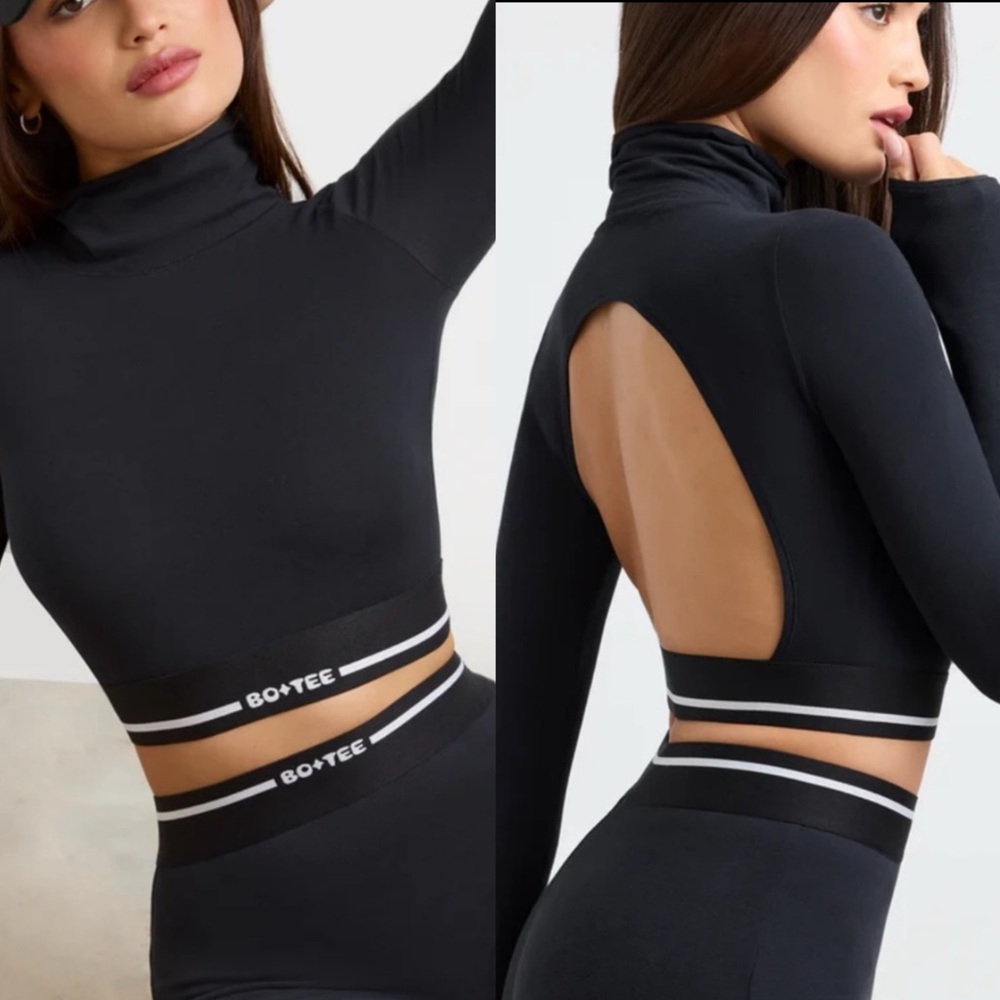 Bo&Tee athleisure backless top black size small